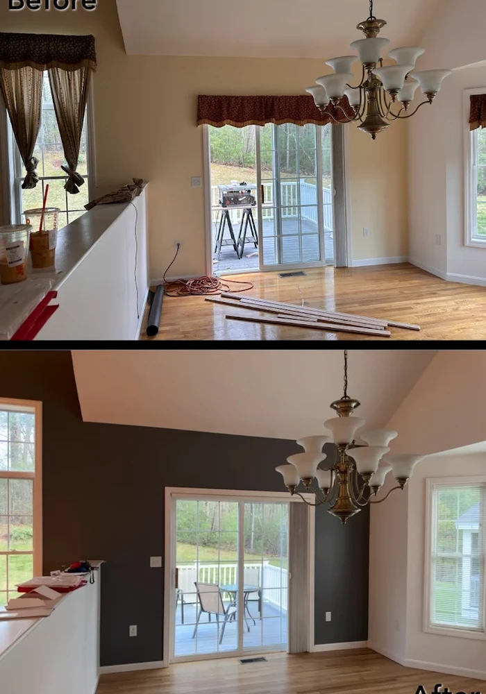 Interior painting before and after - accent wall